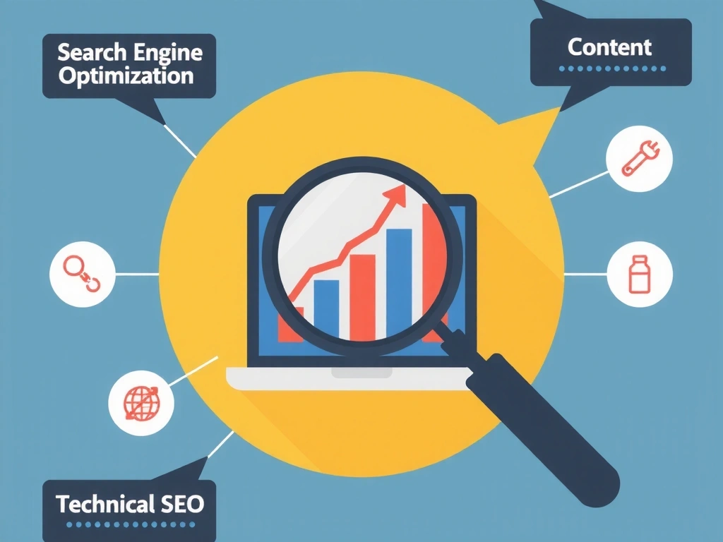 Grafika symbolizující SEO a růst pozic ve vyhledávačích