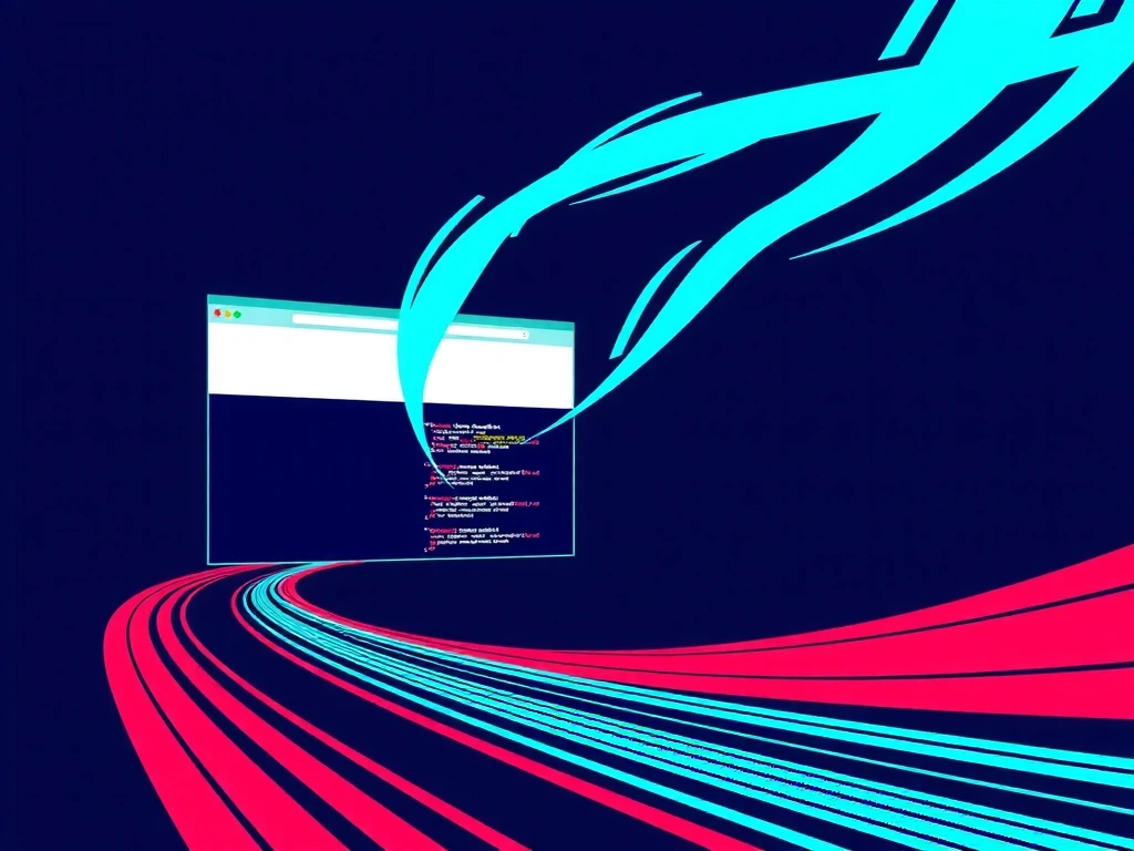 Ilustrace kódu a webových stránek symbolizující vývoj