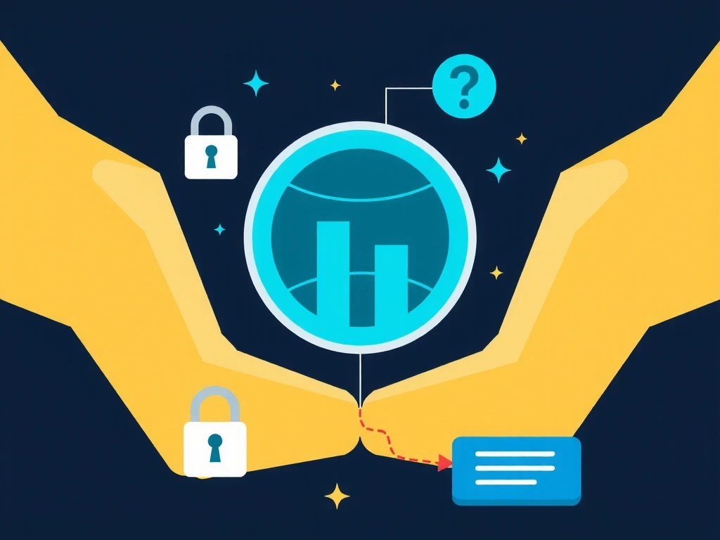 Ilustrace sběru dat, s ikonami soukromí a zabezpečení